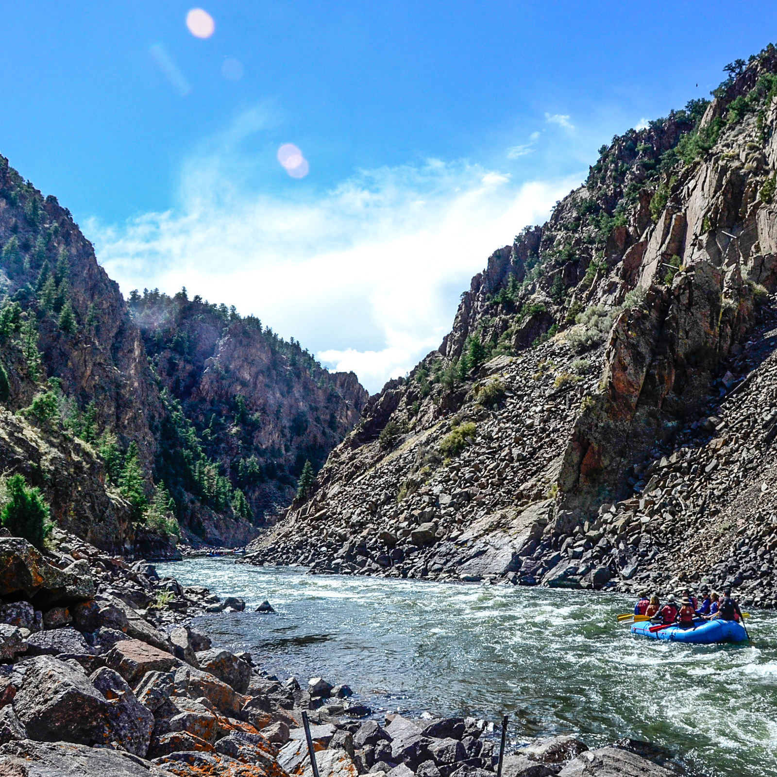 Scenic river rafting in the canyon