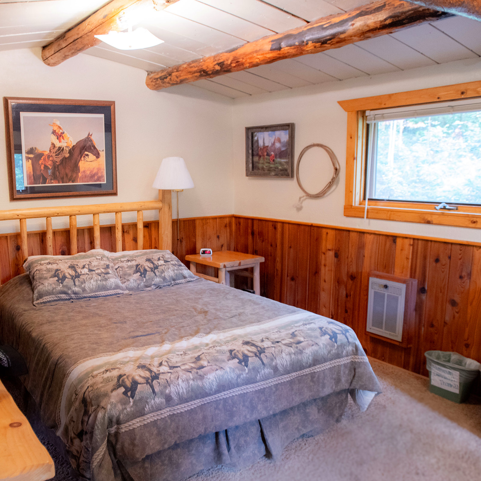 Queen-sized bed for ranch guests stay at Drowsy Water Ranch